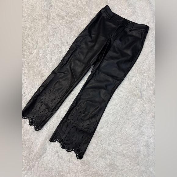 Anthropologie Laser Cut Faux Leather Pants - Picture 2 of 4
